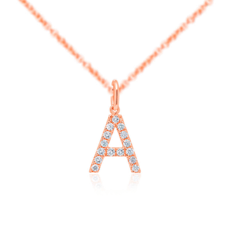 Letter A Diamond Pendent With Gold Chain