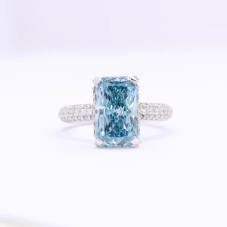 Radiant Cut Blue Diamond Ring